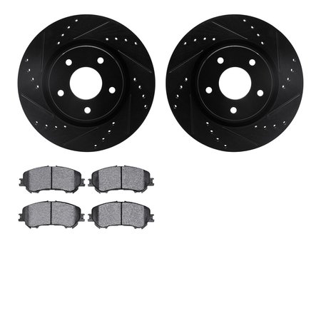 DYNAMIC FRICTION CO 8302-67130, Rotors-Drilled and Slotted-Black with 3000 Series Ceramic Brake Pads, Zinc Coated 8302-67130